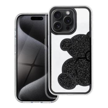 Teddy Bear iPhone 7 / 8 / SE 2020 / SE 2022 csillogó köves tok, fekete kép