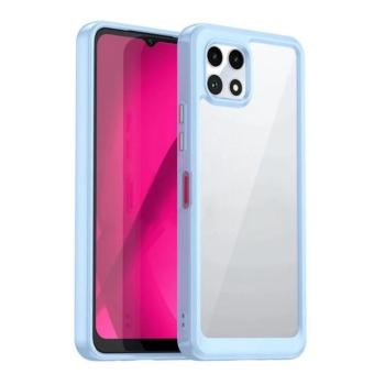 Telekom T Phone 2 5G, Műanyag hátlap védőtok + szilikon keret, közepesen ütésálló, átlátszó hátlap, világoskék kép