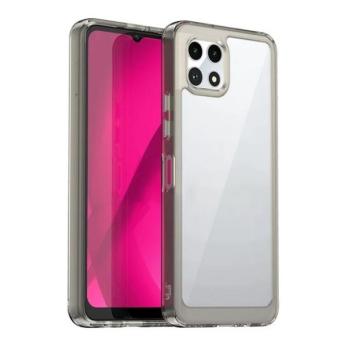 Telekom T Phone 2 5G, Műanyag hátlap védőtok + szilikon keret, közepesen ütésálló, átlátszó hátlap, világosszürke kép