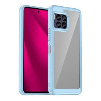 Telekom T Phone 2 Pro 5G, Műanyag hátlap védőtok + szilikon keret, közepesen ütésálló, átlátszó hátlap, világoskék kép