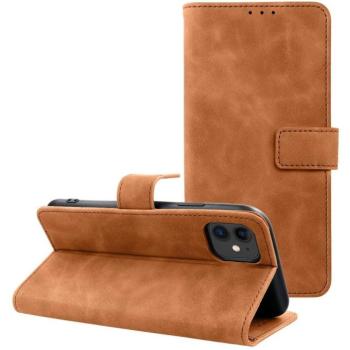 Tender Book Apple iPhone 16e flip/oldalra nyíló műbőr tok kártyatartó résszel, barna kép