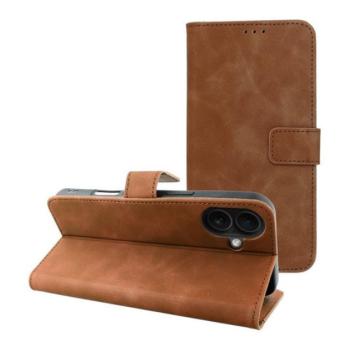 Tender Book iPhone 16 Plus flip/oldalra nyíló műbőr tok kártyatartó résszel, barna kép