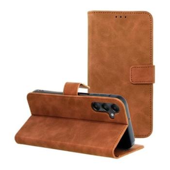 Tender Book Samsung Galaxy A15 4G / A15 5G flip/oldalra nyíló műbőr tok kártyatartó résszel, barna kép