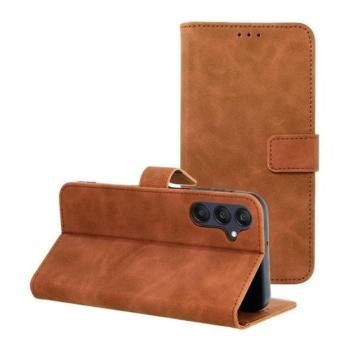 Tender Book Samsung Galaxy A25 5G flip/oldalra nyíló műbőr tok kártyatartó résszel, barna kép