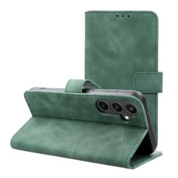 Tender Book Samsung Galaxy S23 FE flip/oldalra nyíló műbőr tok kártyatartó résszel, zöld kép