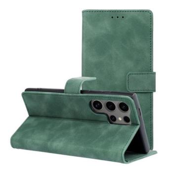 Tender Book Samsung Galaxy S24 Ultra flip/oldalra nyíló műbőr tok kártyatartó résszel, zöld kép