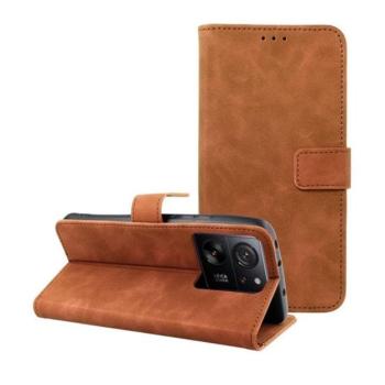 Tender Book Xiaomi 13T flip/oldalra nyíló műbőr tok kártyatartó résszel, barna kép
