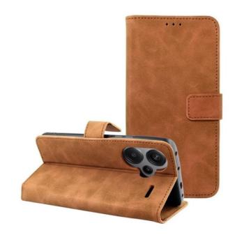 Tender Book Xiaomi Redmi Note 13 Pro Plus 5G flip/oldalra nyíló műbőr tok kártyatartó résszel, barna kép