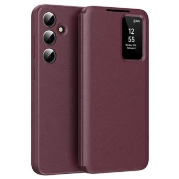 Tok álló (aktív FLIP, oldalra nyíló, Smart View Cover) BORDÓ Samsung Galaxy S25 (SM-S931) kép