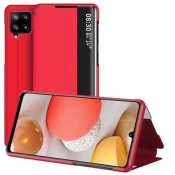 Tok álló, bőr hatású (aktív FLIP, oldalra nyíló, asztali tartó funkció, hívószámkijelzés, View Window) PIROS Samsung Galaxy A42 5G (SM-A425F) kép