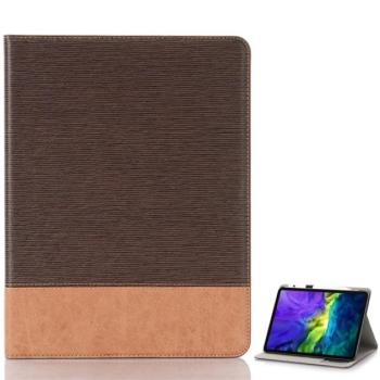 Tok álló, bőr hatású (aktív FLIP, oldalra nyíló, asztali tartó funkció, textil minta) SÖTÉTBARNA Apple IPAD Pro 12.9 (2020) kép
