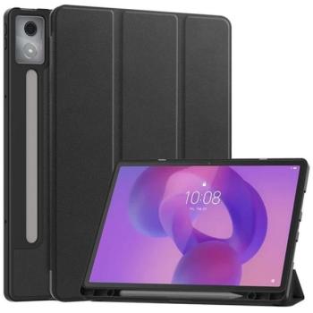 Tok álló, bőr hatású (aktív FLIP, oldalra nyíló, TRIFOLD, asztali tartó, ceruza tartó) FEKETE Lenovo Idea Tab Pro (TB373FU) WIFI kép
