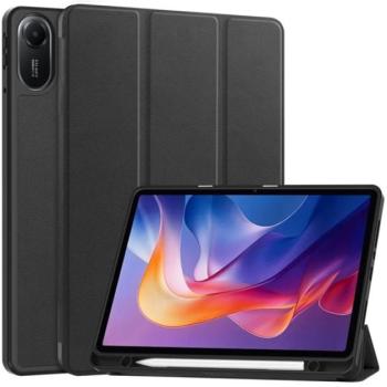 Tok álló, bőr hatású (aktív FLIP, oldalra nyíló, TRIFOLD, asztali tartó, ceruza tartó) FEKETE Xiaomi Redmi Pad 2 kép