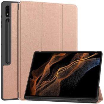 Tok álló, bőr hatású (aktív FLIP, oldalra nyíló, TRIFOLD, asztali tartó, ceruza tartó) ROZÉARANY Samsung Galaxy Tab S10 Ultra LTE (SM-X926B), Galaxy Tab S10 Ultra WIFI (SM-X920) kép