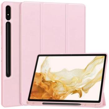 Tok álló, bőr hatású (aktív FLIP, oldalra nyíló, TRIFOLD, asztali tartó, ceruza tartó) RÓZSASZÍN Samsung Galaxy Tab S10 Plus LTE (SM-X826B), Galaxy Tab S10 Plus WIFI (SM-X820) kép