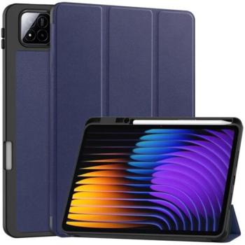 Tok álló, bőr hatású (aktív FLIP, oldalra nyíló, TRIFOLD, asztali tartó, ceruza tartó) SÖTÉTKÉK Xiaomi Pad 7 Pro, Pad 7 kép