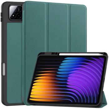 Tok álló, bőr hatású (aktív FLIP, oldalra nyíló, TRIFOLD, asztali tartó, ceruza tartó) SÖTÉTZÖLD Xiaomi Pad 7 Pro, Pad 7 kép
