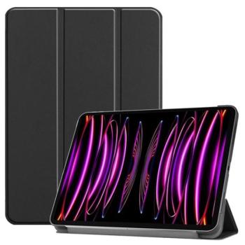 Tok álló, bőr hatású (aktív FLIP, oldalra nyíló, TRIFOLD, asztali tartó) FEKETE Apple IPAD Air 13 (2024) kép
