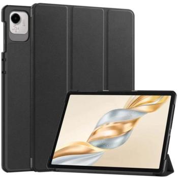 Tok álló, bőr hatású (aktív FLIP, oldalra nyíló, TRIFOLD, asztali tartó) FEKETE Honor Pad X9a kép