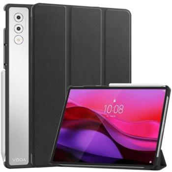 Tok álló, bőr hatású (aktív FLIP, oldalra nyíló, TRIFOLD, asztali tartó) FEKETE Lenovo Yoga Tab Plus (TB520FU) kép