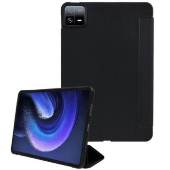 Tok álló, bőr hatású (aktív FLIP, oldalra nyíló, TRIFOLD, asztali tartó) FEKETE Xiaomi Pad 6 kép