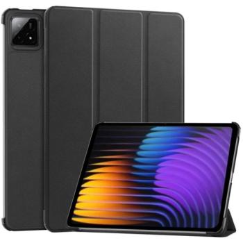 Tok álló, bőr hatású (aktív FLIP, oldalra nyíló, TRIFOLD, asztali tartó) FEKETE Xiaomi Pad 7 Pro, Pad 7 kép