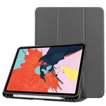 Tok álló, bőr hatású (aktív FLIP, oldalra nyíló, TRIFOLD asztali tartó funkció, Apple Pencil tartó) SZÜRKE Apple IPAD Air 2020 (Air 4), Apple IPAD Air 2022 kép