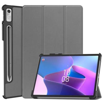 Tok álló, bőr hatású (aktív FLIP, oldalra nyíló, TRIFOLD asztali tartó funkció, érintőceruza tartó) SZÜRKE Lenovo Tab P11 Pro Gen2 (TB-132FU) WIFI kép