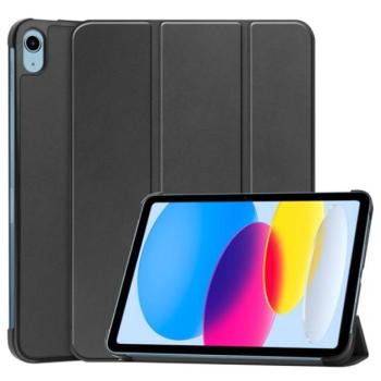 Tok álló, bőr hatású (aktív FLIP, oldalra nyíló, TRIFOLD asztali tartó funkció) FEKETE Apple IPAD 10.9 (2022) kép