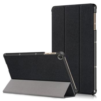 Tok álló, bőr hatású (aktív FLIP, oldalra nyíló, TRIFOLD asztali tartó funkció) FEKETE Huawei MatePad T10s WIFI (AGS3-W09), Huawei MatePad T10s LTE (AGS3-L09), Huawei MatePad T10 LTE (AGR-L0 kép