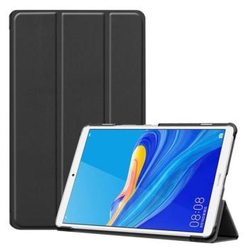 Tok álló, bőr hatású (aktív FLIP, oldalra nyíló, TRIFOLD asztali tartó funkció) FEKETE Huawei MediaPad M6 8.4 LTE, Huawei MediaPad M6 8.4 WIFI kép