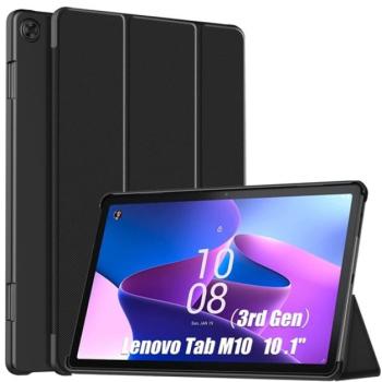 Tok álló, bőr hatású (aktív FLIP, oldalra nyíló, TRIFOLD asztali tartó funkció) FEKETE Lenovo Tab M10 (TB-328) kép