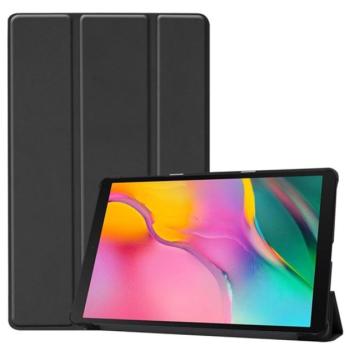 Tok álló, bőr hatású (aktív FLIP, oldalra nyíló, TRIFOLD asztali tartó funkció) FEKETE Samsung Galaxy Tab A 10.1 WIFI (2019) SM-T510, Samsung Galaxy Tab A 10.1 LTE (2019) SM-T515 kép