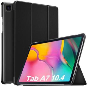 Tok álló, bőr hatású (aktív FLIP, oldalra nyíló, TRIFOLD asztali tartó funkció) FEKETE Samsung Galaxy Tab A7 10.4 (2020) WIFI SM-T500, Samsung Galaxy Tab A7 10.4 (2020) LTE SM-T505, Samsung kép