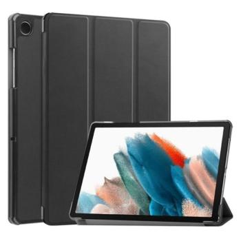 Tok álló, bőr hatású (aktív FLIP, oldalra nyíló, TRIFOLD asztali tartó funkció) FEKETE Samsung Galaxy Tab A9 LTE (SM-X115), Galaxy Tab A9 WIFI (SM-X110) kép