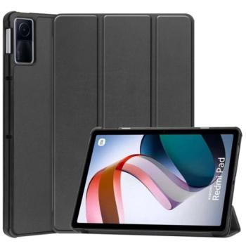 Tok álló, bőr hatású (aktív FLIP, oldalra nyíló, TRIFOLD asztali tartó funkció) FEKETE Xiaomi Redmi Pad kép