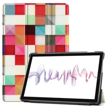 Tok álló, bőr hatású (aktív FLIP, oldalra nyíló, TRIFOLD asztali tartó funkció, kockás) SZÍNES Huawei MediaPad M6 10.8 WIFI, Huawei MediaPad M6 10.8 LTE kép