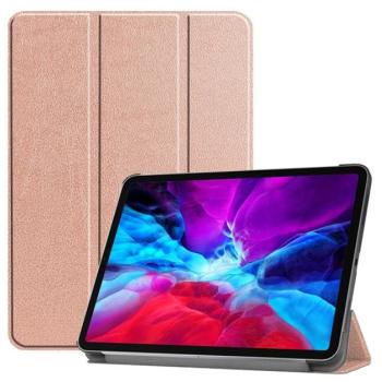 Tok álló, bőr hatású (aktív FLIP, oldalra nyíló, TRIFOLD asztali tartó funkció) ROZÉARANY Apple IPAD Pro 12.9 (2020) kép