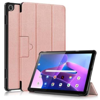 Tok álló, bőr hatású (aktív FLIP, oldalra nyíló, TRIFOLD asztali tartó funkció) ROZÉARANY Lenovo Tab M10 (TB-328) kép