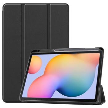 Tok álló, bőr hatású (aktív FLIP, oldalra nyíló, TRIFOLD asztali tartó funkció, S Pen tartó) FEKETE Samsung Galaxy Tab S6 Lite 10.4 WIFI (SM-P610) 2020, Samsung Galaxy Tab S6 Lite 10.4 LTE kép