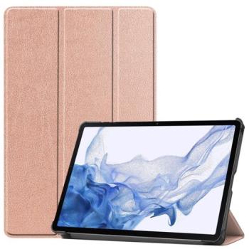 Tok álló, bőr hatású (aktív FLIP, oldalra nyíló, TRIFOLD asztali tartó funkció, S Pen tartó) ROZÉARANY kép