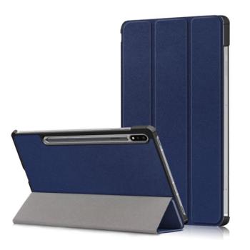 Tok álló, bőr hatású (aktív FLIP, oldalra nyíló, TRIFOLD asztali tartó funkció, S Pen tartó) SÖTÉTKÉK Samsung Galaxy Tab S7 WIFI (SM-T870), Samsung Galaxy Tab S7 LTE (SM-T875) kép