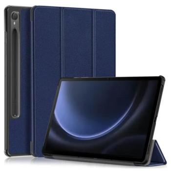 Tok álló, bőr hatású (aktív FLIP, oldalra nyíló, TRIFOLD asztali tartó funkció, S Pen tartó) SÖTÉTKÉK Samsung Galaxy Tab S9 FE WIFI (SM-X510), Samsung Galaxy Tab S9 FE LTE (SM-X516) kép