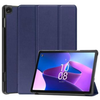 Tok álló, bőr hatású (aktív FLIP, oldalra nyíló, TRIFOLD asztali tartó funkció) SÖTÉTKÉK Lenovo Tab M10 (TB-328) kép