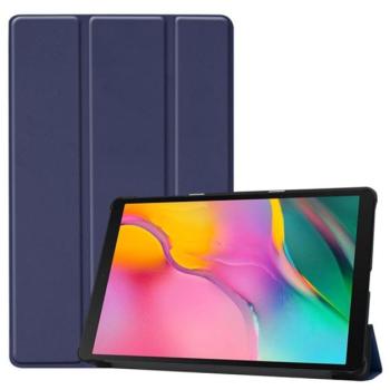Tok álló, bőr hatású (aktív FLIP, oldalra nyíló, TRIFOLD asztali tartó funkció) SÖTÉTKÉK Samsung Galaxy Tab A 10.1 WIFI (2019) SM-T510, Samsung Galaxy Tab A 10.1 LTE (2019) SM-T515 kép