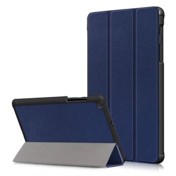 Tok álló, bőr hatású (aktív FLIP, oldalra nyíló, TRIFOLD asztali tartó funkció) SÖTÉTKÉK Samsung Galaxy Tab A 8.0 WIFI (2019) SM-T290, Samsung Galaxy Tab A 8.0 LTE (2019) SM-T295 kép
