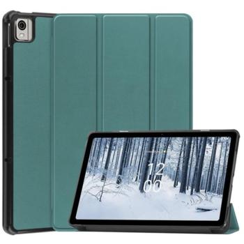 Tok álló, bőr hatású (aktív FLIP, oldalra nyíló, TRIFOLD asztali tartó funkció) SÖTÉTZÖLD Nokia T21 LTE kép