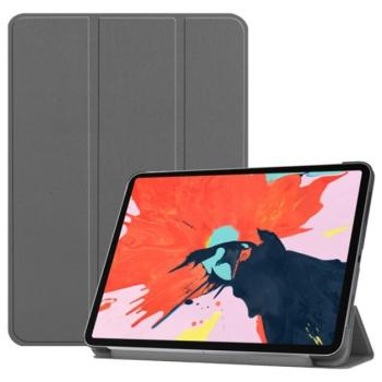 Tok álló, bőr hatású (aktív FLIP, oldalra nyíló, TRIFOLD asztali tartó funkció) SZÜRKE Apple IPAD Pro 12.9 (2018) kép