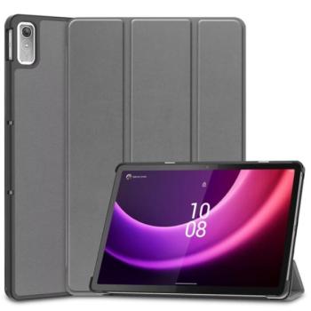 Tok álló, bőr hatású (aktív FLIP, oldalra nyíló, TRIFOLD asztali tartó funkció) SZÜRKE Lenovo Tab P11 Gen2 (TB350) kép