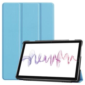 Tok álló, bőr hatású (aktív FLIP, oldalra nyíló, TRIFOLD asztali tartó funkció) VILÁGOSKÉK Huawei MediaPad M6 10.8 WIFI, Huawei MediaPad M6 10.8 LTE kép